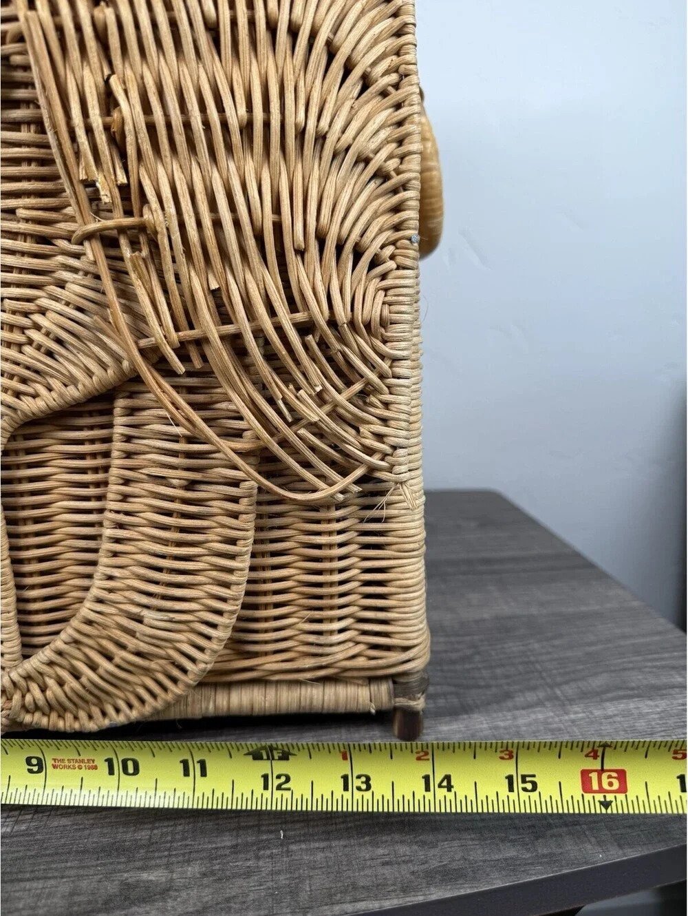 Vintage Wicker Rattan Elephant Storage Basket Hamper Trunk Boho Nursery MCM
